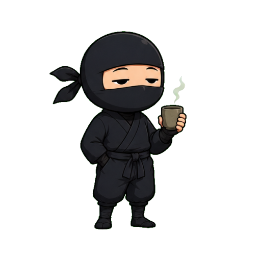 Classic Mellow Ninja holding a cup of tea